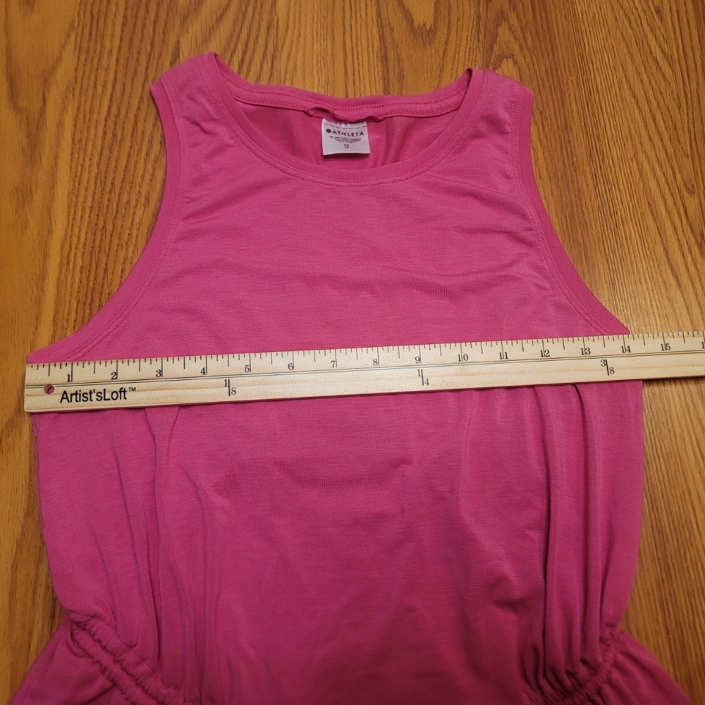 Athleta Air Out Cinch Tank Top Sz XS Salvia Pink Semi Fitted Long UPF 25+ Modal - Picture 6 of 16